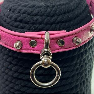 Pink Studded Leather Choker